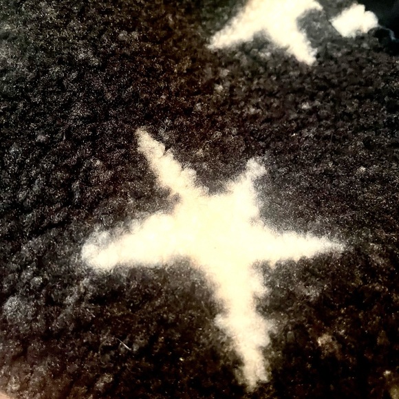 New NWT Vici teddy faux Sherpa black and white stars zippered jacket w/collar S - Picture 11 of 13